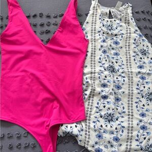 Pink BodySuit and Floral Top bundle